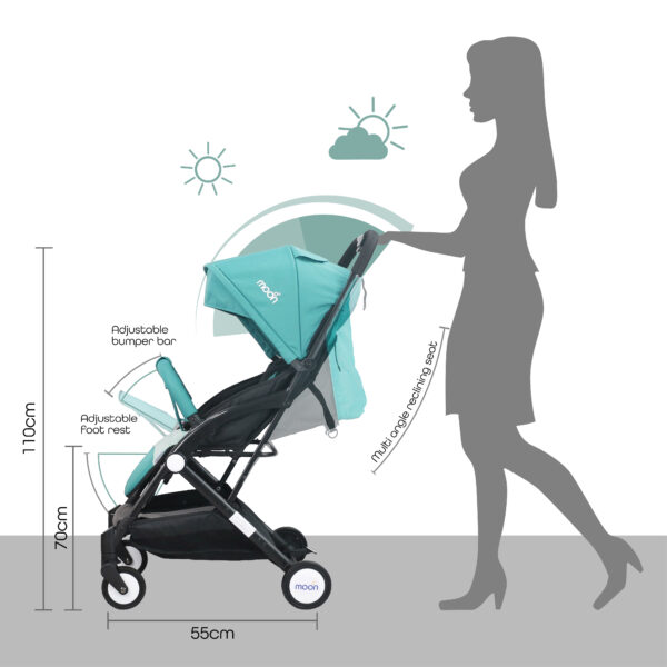 Moon – Travel-Lite Cabin Stroller – Sea Blue