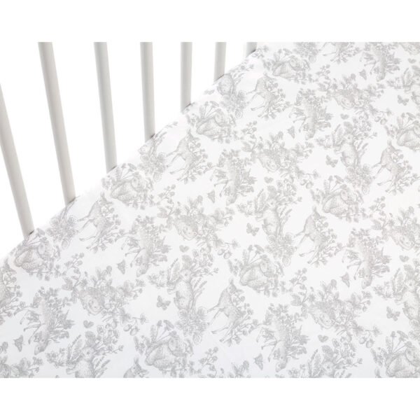 Nini Baby Crib/Cot Fitted Sheet – 100% Cotton, Up to 70×140 cm, Aura Grandeur Grey