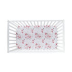 Nini Baby Crib/Cot Fitted Sheet – 100% Muslin Cotton, Up to 70×140 cm, Blush Rose