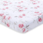 Nini Baby Crib/Cot Fitted Sheet – 100% Muslin Cotton, Up to 70×140 cm, Blush Rose
