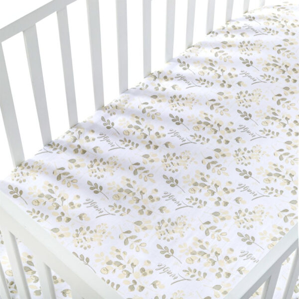 Nini Baby Crib/Cot Fitted Sheet – 100% Muslin Cotton, Up to 70×140 cm, Lovable