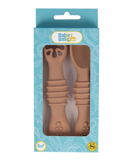 Babies Basic - Soft Tip BPA Free Silicone First Stage Training Spoon with Masher- Blush
