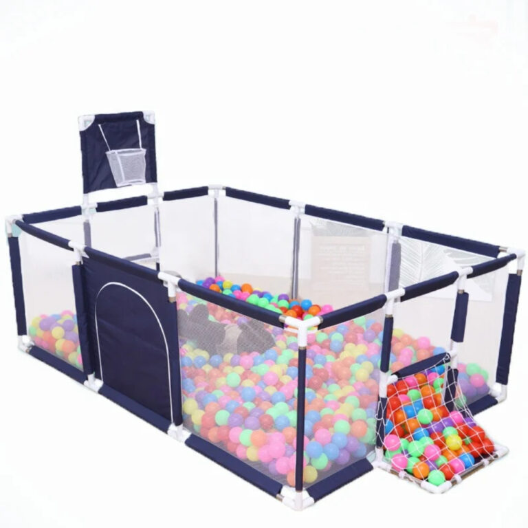 Pikkaboo Happy Game Fence Baby Playpen with Basketball Hoop & 30 Free balls - Navy