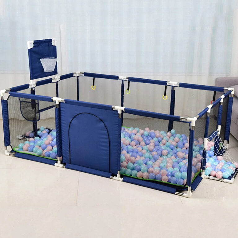 Pikkaboo Happy Game Fence Baby Playpen with Basketball Hoop & 30 Free balls - Navy
