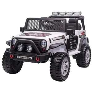 Ride-On Car 2-Seater 12V Electric Jeep – Battery Powered with Remote Control, Music & LED Lights – White