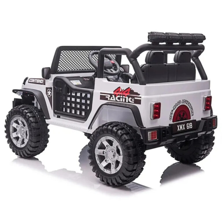 Ride-On Car 2-Seater 12V Electric Jeep – Battery Powered with Remote Control, Music & LED Lights – White