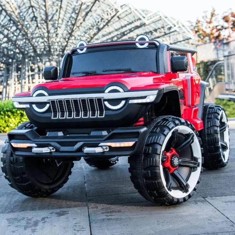 Ride-On Car 2-Seater 4x4 Super Jeep – 12V Electric Battery Powered with Remote Control, Music & LED Lights – Red