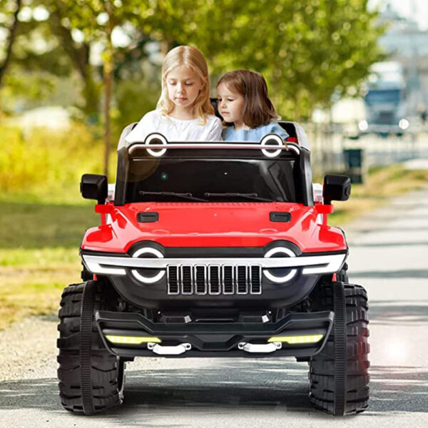 Ride-On Car 2-Seater 4×4 Super Jeep – 12V Electric Battery Powered with Remote Control, Music & LED Lights – Red