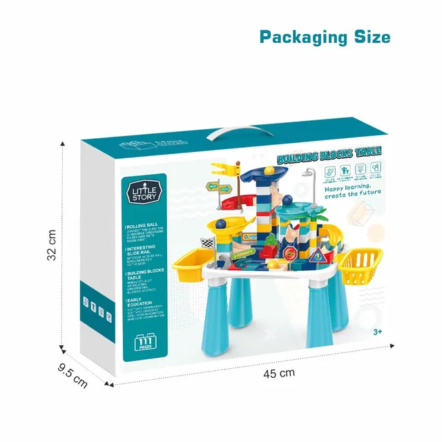 Little Story - DIY Slide Track Rolling Ball Blocks Table(111pcs), STEM Series - Multicolor