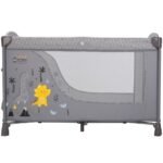 Little Story Foldable 2-in-1 Cot & Playard with Changing Station and Organizer, Safety Sides, Wheels – Grey
