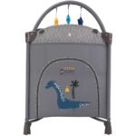 Little Story Foldable 2-in-1 Cot & Playard with Changing Station and Organizer, Safety Sides, Wheels – Grey