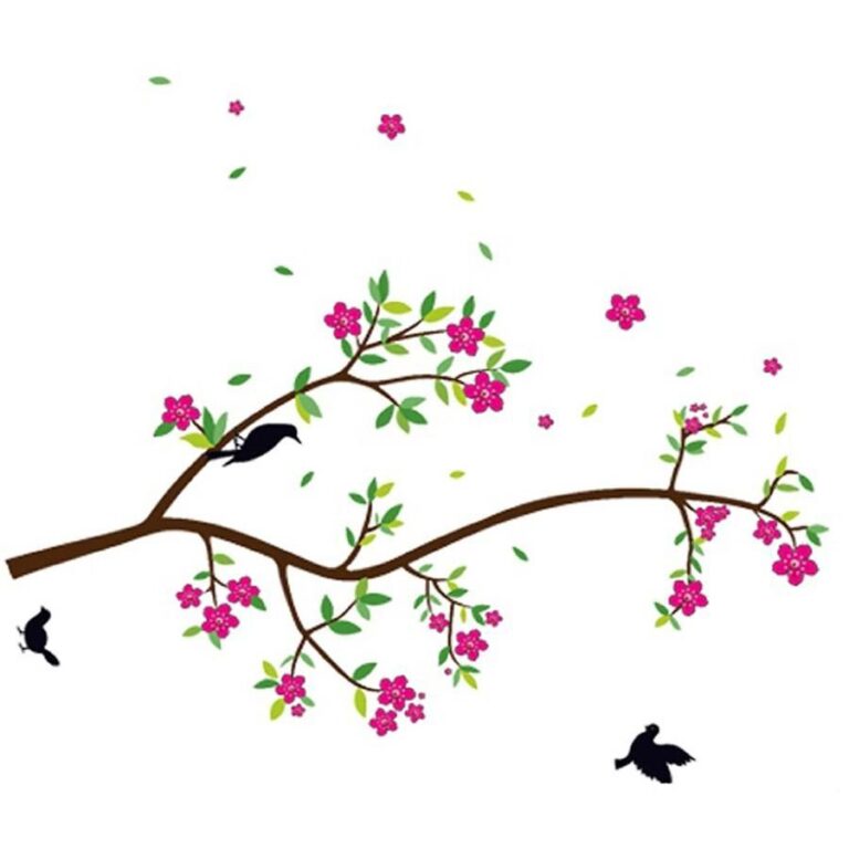 StickieArt Birds on Flower Branch - Wall Decal - Large - 60 x 90 cm