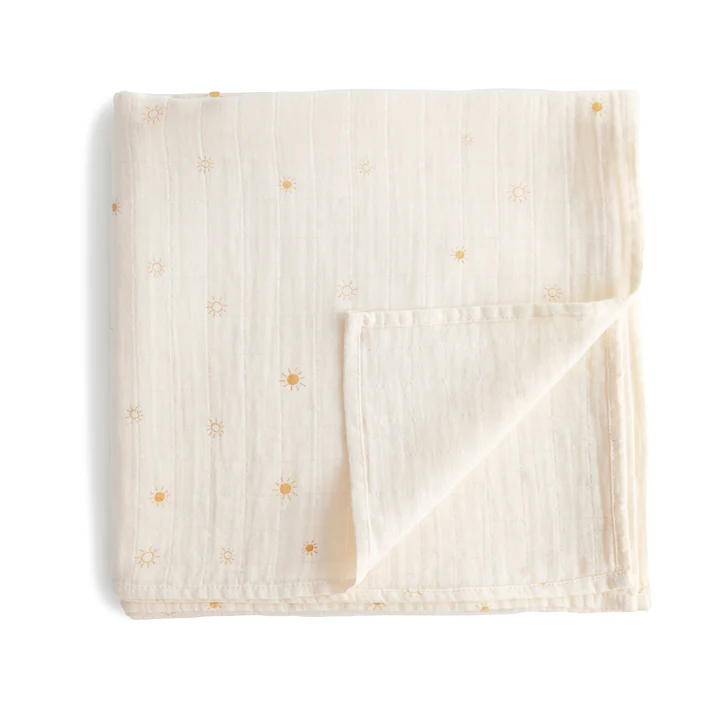 Mushie - Muslin Baby Swaddle Blanket 100% Organic Cotton - Sun