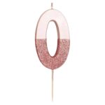 Talking Tables – Glitter Number Candle 0 – Rose Gold