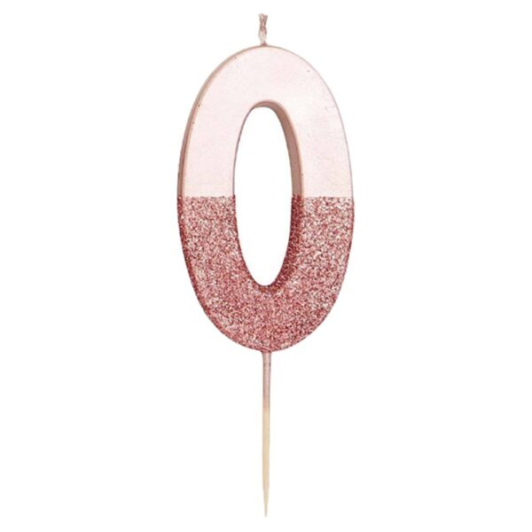 Talking Tables – Glitter Number Candle 0 – Rose Gold