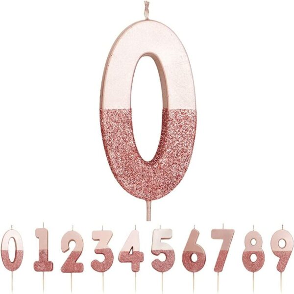 Talking Tables – Glitter Number Candle 0 – Rose Gold