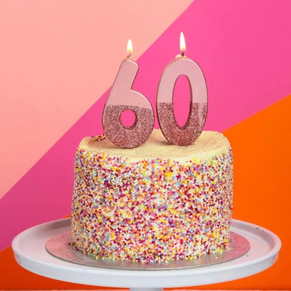 Talking Tables – Glitter Number Candle 0 – Rose Gold