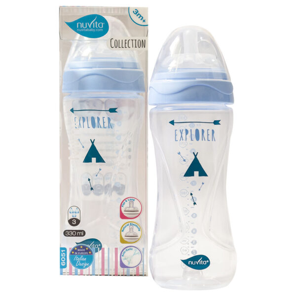 Nuvita – Mimic Cool Anti Colic Baby Bottles 330ml – Navy Blue
