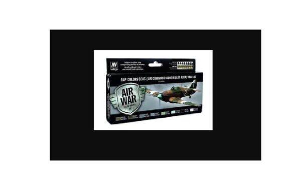 Vallejo-71146-Air-War-Color-Series-Raf-Colors-Seac-Air-Command-South-East-Asia-1942-1945-8-pc-Set