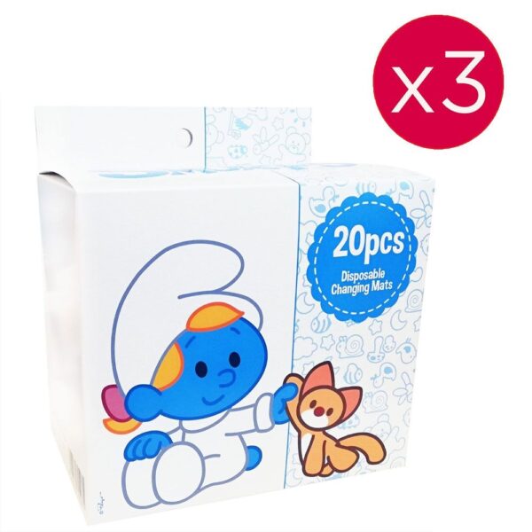 Smurfs – Disposable Changing Mats, Polybag 20pcs (Bundle of 3)