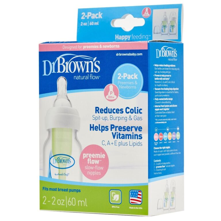 Dr. Browns - Natural Flow Baby Bottle 2oz with 2pk Preemie Nipples