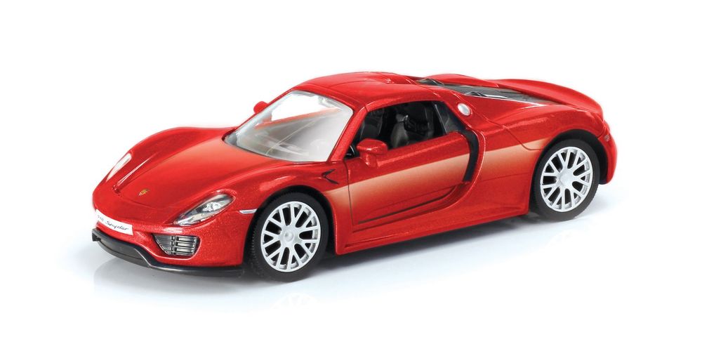 D-Power - 1:36 Diecast Porsche 918 Spyder, Assorted Colors Red / Grey, 1 Piece
