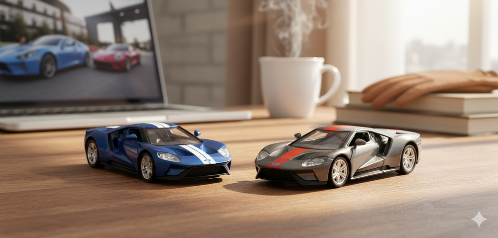 D-Power - 1:36 Diecast Ford GT 2019, Assorted Colors Black / Blue