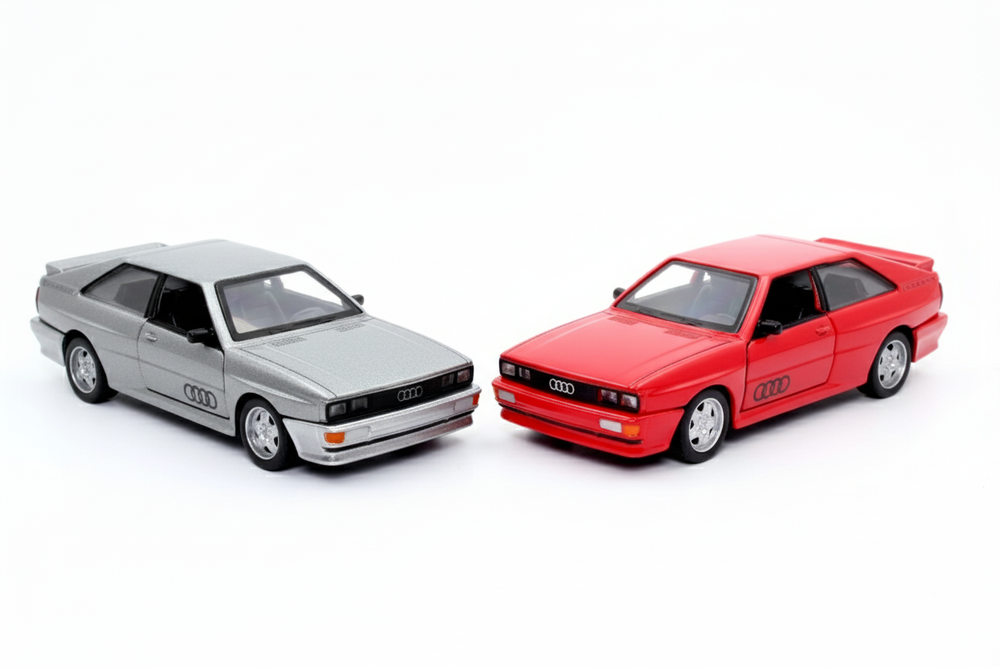 D-Power - 1:36 Diecast Audi Quattro Coupe (1980–1991), Assorted Colors Red / Grey