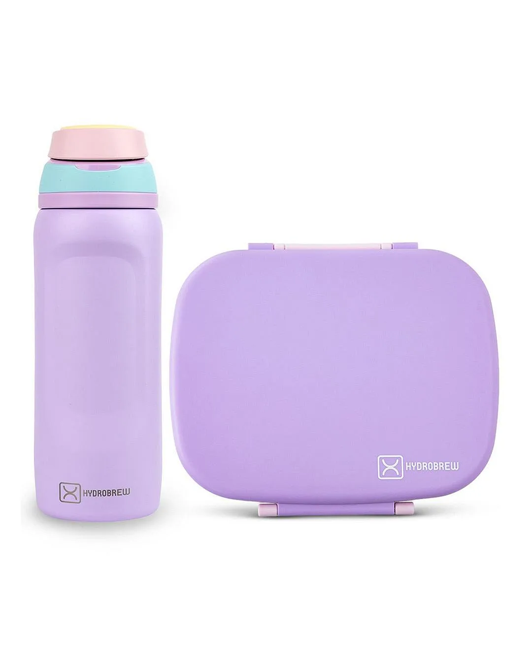 Hydrobrew - Smart Serve Bento Lunch Box 1100ml w/ Sip Switch Stainless Steel Water Bottle 1000ml – Lilac Blush