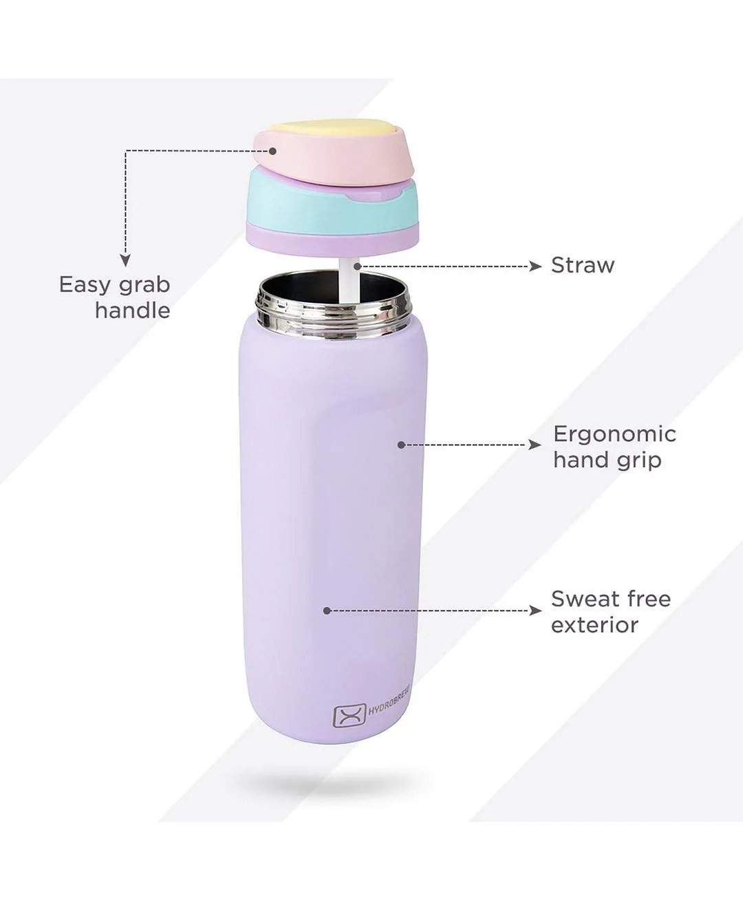Hydrobrew – Smart Serve Bento Lunch Box 1100ml w/ Sip Switch Stainless Steel Water Bottle 1000ml – Lilac Blush