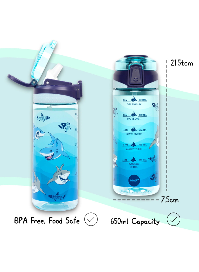 Fringoo - Locked Straw Bottle - Shark World 