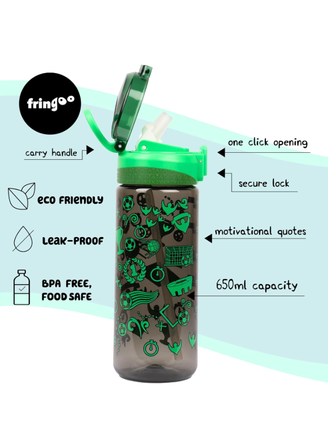 Fringoo - Locked Straw Bottle - Neon Football 