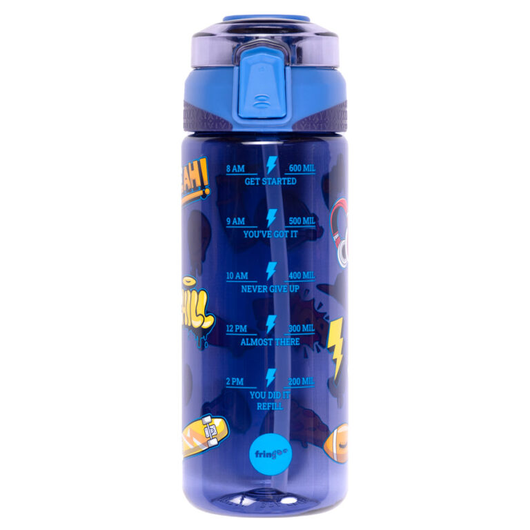 Fringoo - Locked Straw Bottle - Navy Doodles