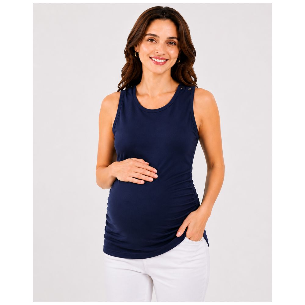 Tummy - 2pc-Set - Maternity Nursing Tank Top - Blue/White_L