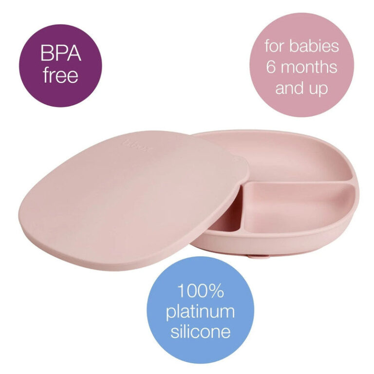 B. Box Silicone Plate With Lid - Blush