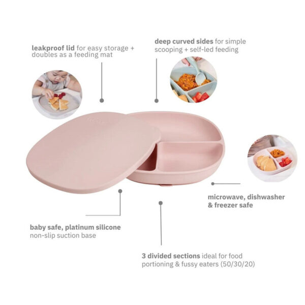 B. Box Silicone Plate With Lid – Blush