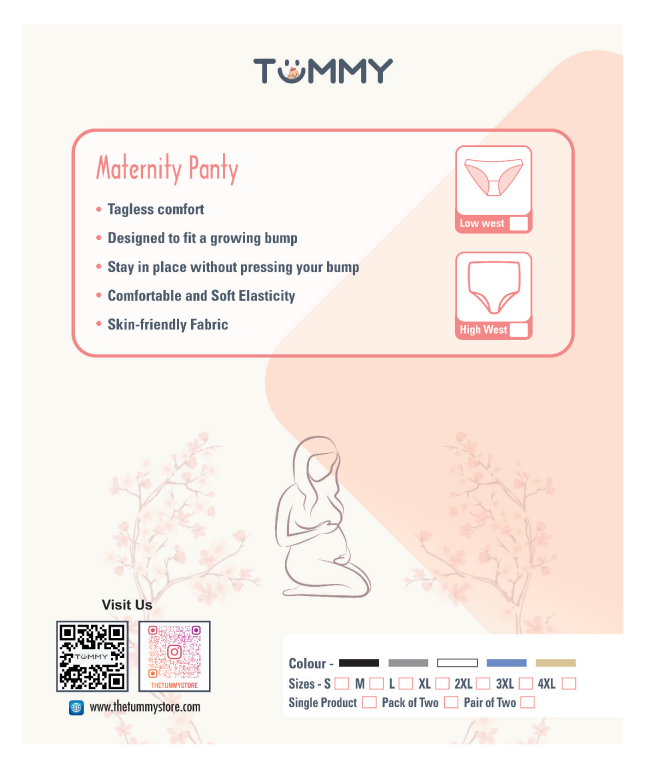 Tummy - Bamboo Cotton High Waist Maternity Panty - Pink_XL-2XL