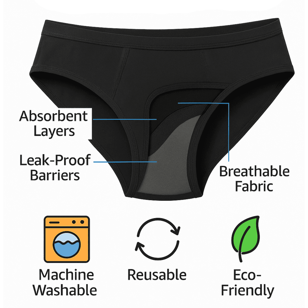 TUMMY - Full Coverage Period Panty - Black - Pack of 3_S