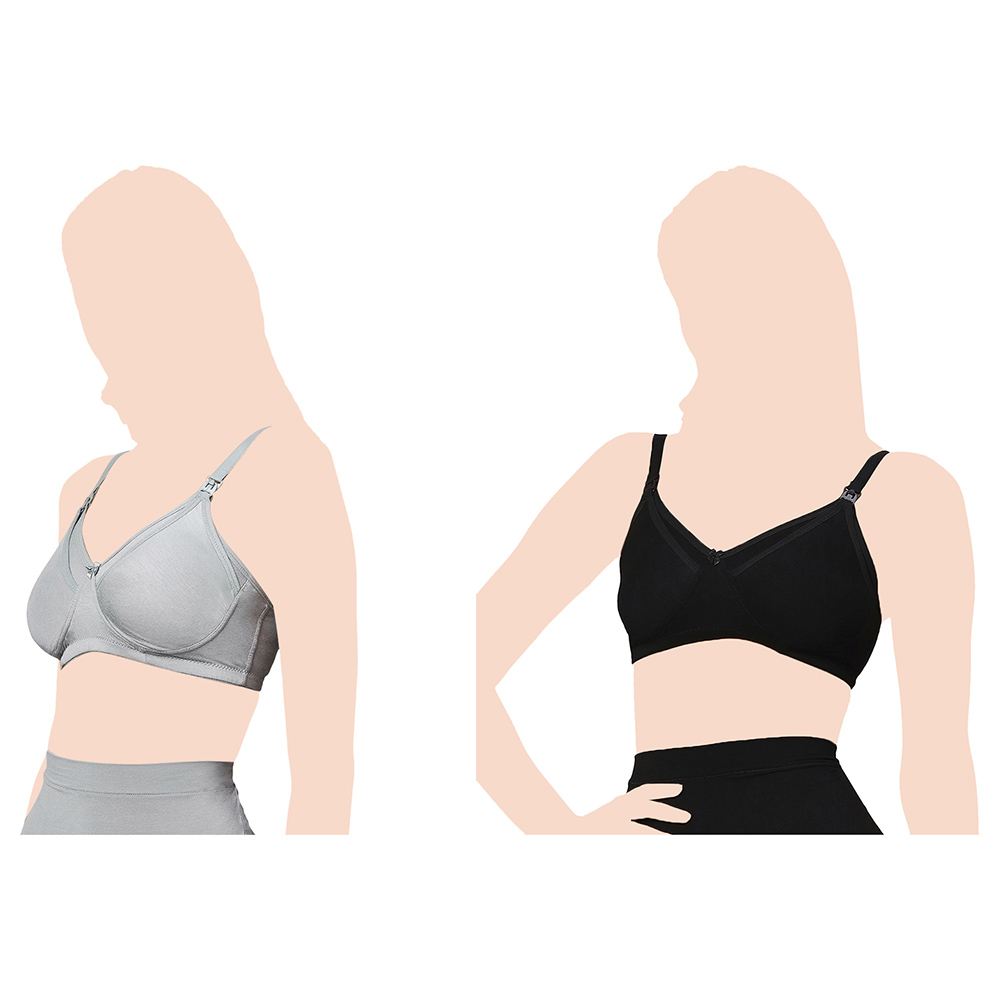 Tummy - Bamboo Cotton Maternity Nursing Bra - Black_L-XL