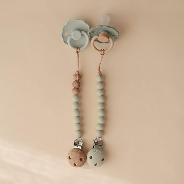 Mushie – Silicone Pacifier Clip Hera – Stone
