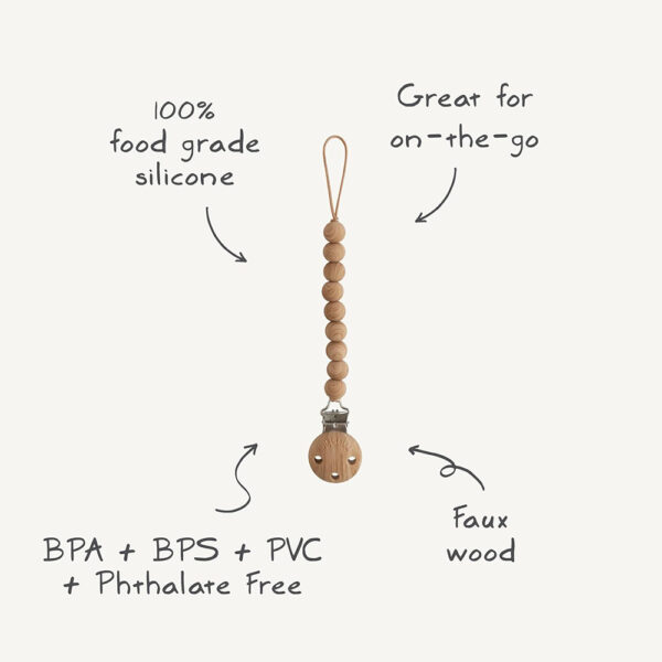 Mushie – Silicone Pacifier Clip Hera – Stone