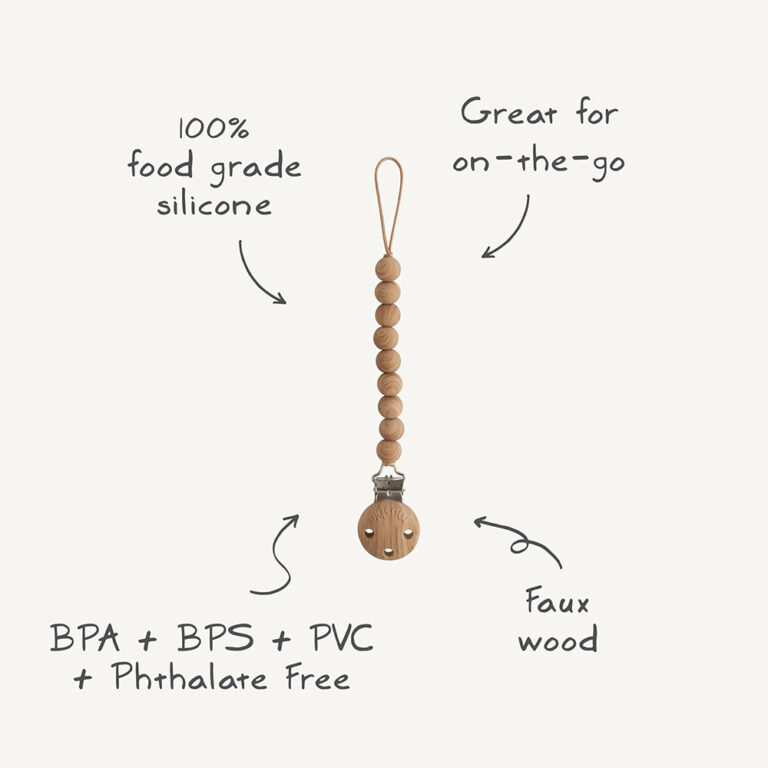 Mushie - Silicone Pacifier Clip Hera - Stone