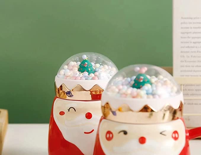 UKR - Christmas Santa Mug with Snow Globe Modern Santa Face