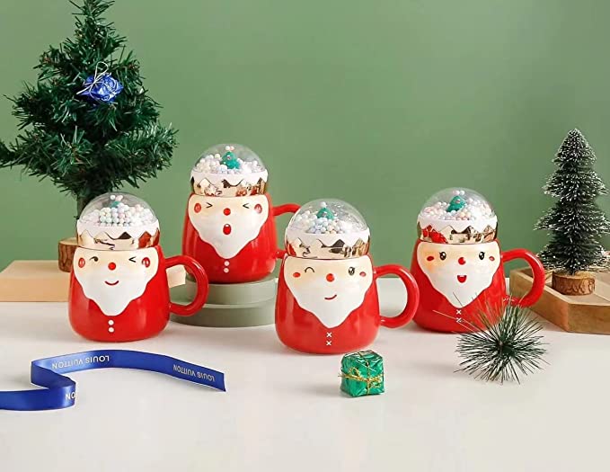 UKR - Christmas Santa Mug with Snow Globe Modern Santa Face