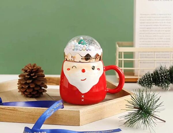 UKR – Christmas Santa Mug with Snow Globe Modern Santa Face