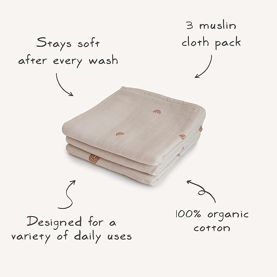 Mushie – Muslin Cloth 3-pack Flowers