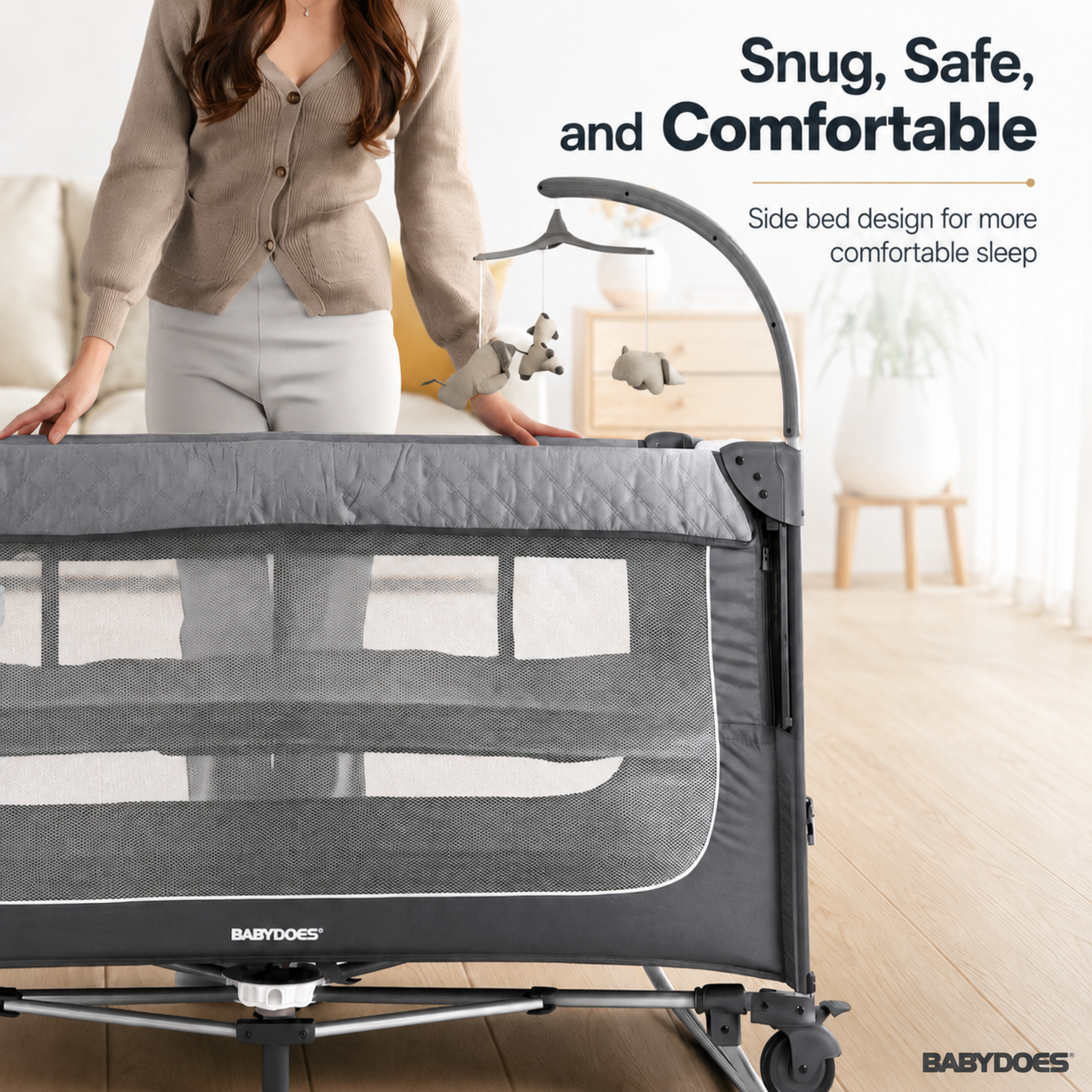 Babydoes – Easyfold Auto – 5-in-1 Multi-Use, Portable Playard & Foldable Travel Bed, 0-3 Years, Dark Grey