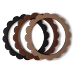 Mushie – Flower Bracelet 3-Pack Black/Caramel/Natural