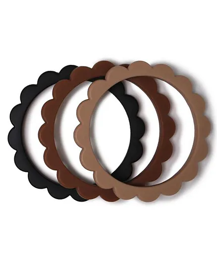 Mushie - Flower Bracelet 3-Pack Black/Caramel/Natural