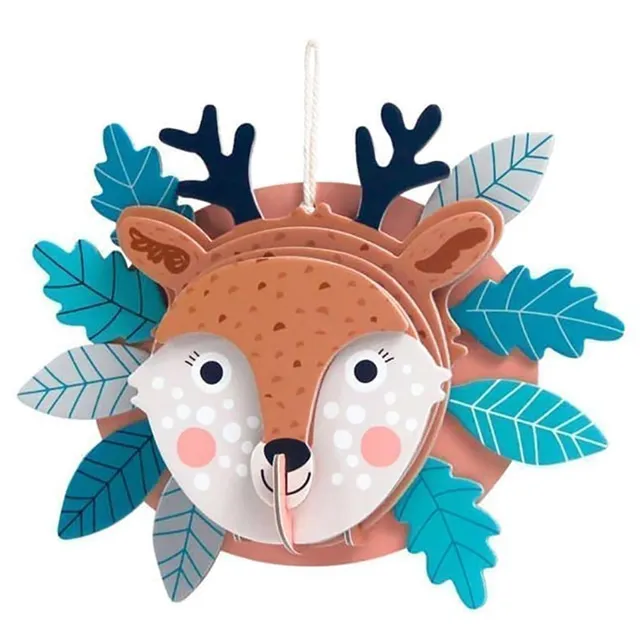 Avenir - 3D Decoration - Deer Kit | Turn Your Wall into a Zoo! Create 3D Decorations with Pre-Cut Cardboard Puzzle Pieces